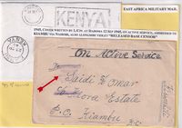 East Africa Military Mail From Dadoma via Nairobi to KIAMBU - alongside violet 