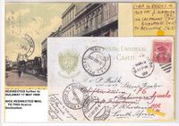 1909 Cuba to RHODESIA - - - Re-directed mail - scarce destination