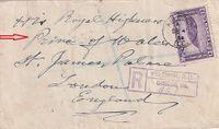 1934 Reg Mail addressed to PRINCE OF WALES -St. James Palace in London from Kelowna B.C €45,-