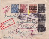 1948 Alliierte Ebf aus Heide nach Bombay (INDIEN) - H-S Slogan Stpl - FLAG DAY usw