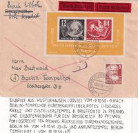 DDR (East Germany) 1950 Portogerechter Eilbrief mit Debria-Block