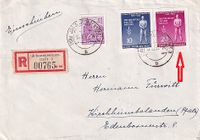 DDR 1955 Ebf aus Johanngeorgenstadt frankiert mit Einzelmarken aus Block 11 (ungezähnt) nach Kirchheimbolanden