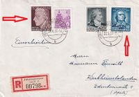 DDR 1955, Ebf aus Johanngeorgenstadt frankiert mit Einzelmarken aus Schillerblock (ungezähnt) nach Kirchheimbolanden