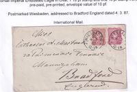 1887-03-04 DR Wiesbaden - Bradford GB m Ank - &euro;12,50