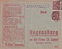 1922-01-26 DR Drucksache - Arnsberg - Regensburg -(Falt-Mitte) &euro;7,50