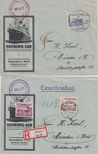 1938-03-25 DR - Hamburg -SA- D -G Werbe umschl&auml;ge- Aus Neheim nach Minden 1x als Ebf -2 versch. Neheim stpl - - zus. &euro;30,-