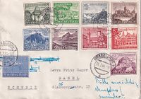 Deutsches Reich 1940 Zensierter Brief aus Düsseldorf in die Schweiz, mit Mi-Nr. 698 in MiF mit kpl. Satz 730-38. Dekorativ. €30,-