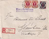 Danzig 1922 Ebf Danzig nach Glauchau (mit Ank) €15,-