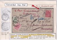 1907 GB - Re directed - Taxed crew mail - with var trasit canc Despite cover crease - Full of character-Ex- Michael Brooks €125,-