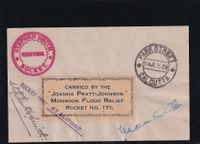 1938-07-24 Ind Rkt mail Monsoon flood relief signed also on rev Smith