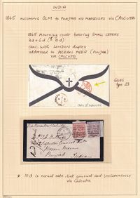 1865-01-26 GB-INDIA Mourning cover to Punjab Uncommonly via Cal