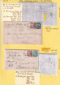 1877-07-31 India Maitime Postal History Mail to Preu&szlig;en from Wuras corres--with &amp; without Sea PO canc nice pair