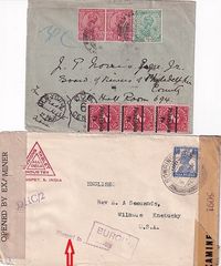 1921-05-08 Underpaid - Censored -Missent-pair to USA -Top cover with Philadelphia pre-cancel as Dues - Bottom cover with 2 censor strips _-Together &euro;35,-