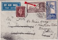 1938 From GOVERNORS CAMP P-O to GB - -From there re-directed to Italy with GB one & half d - - - €50,-