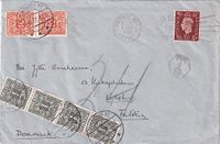 1938-10-01 GB - Denmark - Underpaid - Taxed with Danish Postage - Dues &euro;25,-