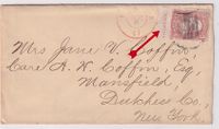 1861 USA 3c bottom marginal with part inscription (engraved by -) from New Haven CT to Mansfield NY €55.-