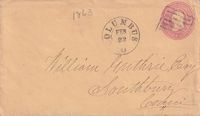 1863-02-22 ca USA 3c PS with gitter canc from Columbus to Southbury &euro;7.50