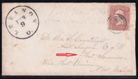 1864-02-09 USA cover brg 3c with ring canc &amp; large circle LEBANON O. FEB 9 addressed to a surgeon in FORT SUMMER via Fort Union - (minor edge stains) &euro;115.-