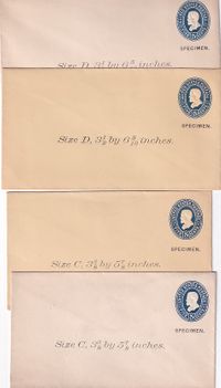 1890-01-01 ca USA Grant 5c PS ovptd SPECIMEN &amp; Size diff color env