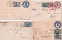 1893-08-15 4 covers with Columbus frankings incl 4c marginal & Reg mail to Germany Together €125.-