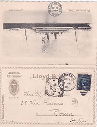 1903 Letter card Lloyd with view of ship Irene to Rome - €35