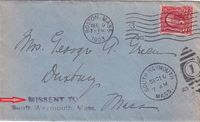 1903-12-09 USA Boston -Duxbury with HS MISSENT TO South Weymouth €25-