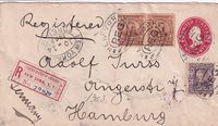 1908-10-14 USA NY- Hamburg Reg mail with US SEA POST Reg transit hs on reverse €55,-