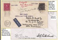 1930 INDIA-USA Airmail Maryland Free State by Mr van Lear Black - VERY RARE