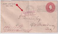 1902-02-05 USA 2c PS addressed locally in NY &amp; forwarded to Hoboken NJ with h-s FORWARDED - &euro;15