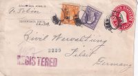 1916-01-13 USA Reg mail from Ironwood Mich. via NY to TILSIT - cover faults - &euro;25,-