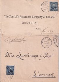 1900 US PO Philippines 2 covers to Montreal and Liverpool respectively - - - Together €55.-