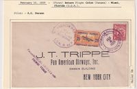 1929-02-10 Panama Flight cover Colon - Miami (Stage) addressed to New York - - - €55.-